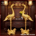 Đôi hạc thờ cỡ lớn đúc bằng đồng đỏ thếp vàng 9999 cao 2m02