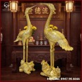 Đôi hạc thờ cỡ lớn đúc bằng đồng đỏ thếp vàng 9999 cao 2m02