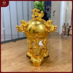 Đỉnh cầu thất lân vờn cầu dát vàng 9999