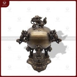 Đỉnh thất lân vờn cầu đồng đỏ hun giả cổ