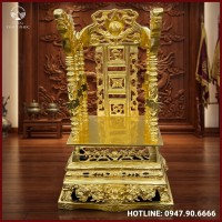 Ngai thờ gia tiên đẹp bằng đồng đỏ thếp vàng cao 81cm
