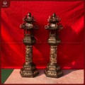 Đèn thờ mái chùa đồng đỏ cạo màu cao 1m2