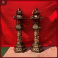 Đèn thờ mái chùa đồng đỏ cạo màu cao 1m2