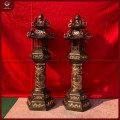 Đèn thờ mái chùa đồng đỏ cạo màu cao 1m2
