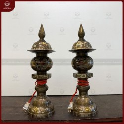 Đèn thờ bằng đồng khảm ngũ sắc cao 50cm