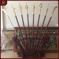 Bộ bát bửu bằng đồng mạ vàng hình dẻ quạt