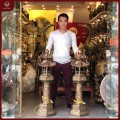 Đèn thờ mái chùa đồng đỏ cạo màu