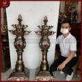 Đèn thờ cỡ lớn đồng đỏ cạo màu cao 1m2