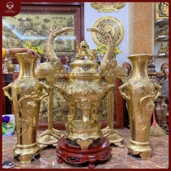 Đỉnh đồng hoa sòi cỡ lớn bằng đồng catut