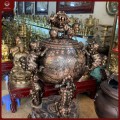 Đỉnh thất lân vờn cầu đồng đỏ cạo màu cao 1m5, nặng 300kg