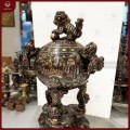 Đỉnh thất lân vờn cầu đồng đỏ khảm ngũ sắc