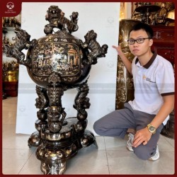 Đỉnh thất vờn cầu khảm tam khí cao 1m17