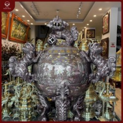 Đỉnh thất lân vờn cầu khảm ngũ cao cấp