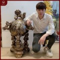 Đỉnh cầu thất lân khảm ngũ sắc cao 90cm