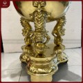 Đỉnh thất lân vờn cầu độc đáo bằng đồng vàng catut cao 90cm
