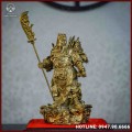 Tượng Quan Công 5 Cờ Đồng Vàng Cao 25cm