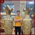 Lọ lộc bình bằng đồng catut chạm tứ quý nặng 300kg cao 1m8