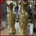 Lọ lộc bình đồng vàng catut chạm rồng cao 1m47 
