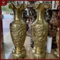 Lọ lộc bình đồng vàng catut chạm rồng cao 1m47 