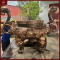 Lư hương đồng đỏ chạm rồng nổi nặng 410kg
