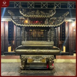 Lư hương hóa vàng đồng đỏ cao 2m3