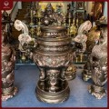 Đỉnh đồng và đôi lọ lộc bình chạm rồng phượng cao 1m2