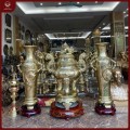 Bộ đồ thờ cúng cao cấp bằng đồng catut: đỉnh mao rồng - lọ lộc bình
