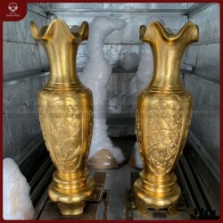 Lọ lộc bình bằng đồng catut thếp vàng 9999 cao 1m27