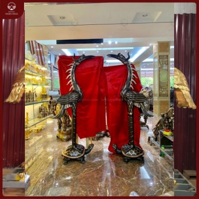 Đôi hạc thờ bằng đồng cạo màu 2m8