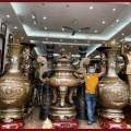 Lọ lộc bình phong thủy tai voi cao 1m8 đồng đỏ khảm tam khí