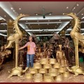 Đôi hạc thờ đồng vàng mộc cao 3m