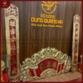 Cuốn thư câu đối đồng vàng sơn đỏ 1m97
