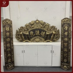 Cuốn thư câu đối đồng vàng giả cổ