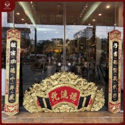 Cuốn thư câu đối đồng vàng 1m76