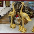 Hạc thờ đồng đỏ thếp vàng 9999 cỡ lớn 2m02