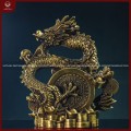 Rồng nhả ngọc đồng vàng cao 40cm x ngang 35cm x sâu 20cm