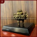 Lư xông trầm rồng bằng đồng vàng hun cao 15cm