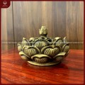 Lư xông trầm hoa sen bằng đồng vàng cao 12cm