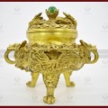 Lư xông trầm bằng đồng vàng đính ngọc