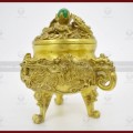 Lư xông trầm bằng đồng vàng đính ngọc