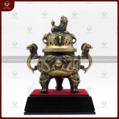 Lư đốt trầm nghê bằng đồng hun giả cổ