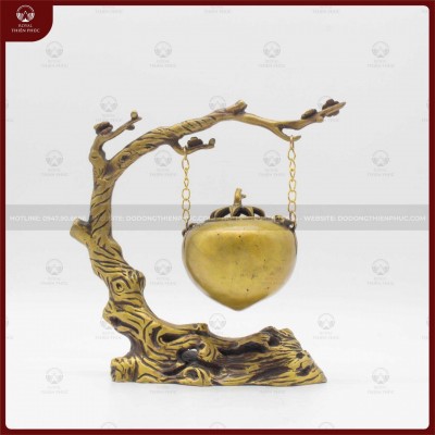 Lư đốt trầm treo quả đào cao 13cm