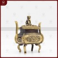 Lư đốt trầm bằng đồng vàng hun giả cổ cao 19cm