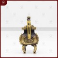 Lư đốt trầm bằng đồng vàng hun giả cổ cao 19cm