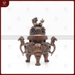Lư xông trầm bằng đồng hun đen cao 19cm
