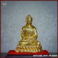 Tượng Phật Thích Ca đồng vàng dát vàng cao 20cm
