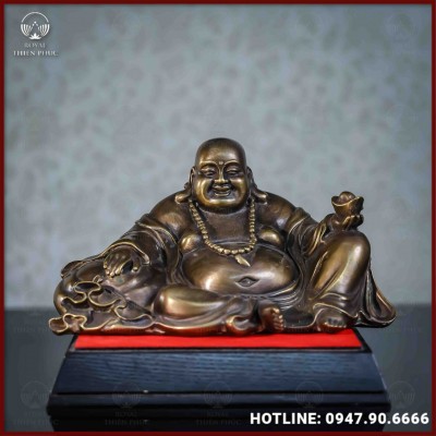 Tượng Phật Di Lặc Đồng Vàng Hun Cao 15cm 