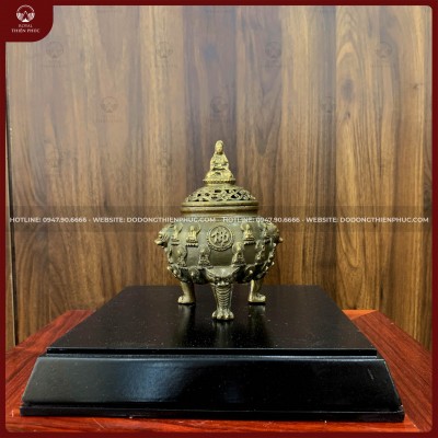 Lư đốt trầm bách Phật 17cm giả cổ