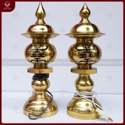 Đôi đèn thờ bằng đồng catut chữ Thọ