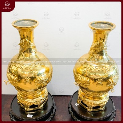 Lọ hoa bằng đồng dát vàng 9999